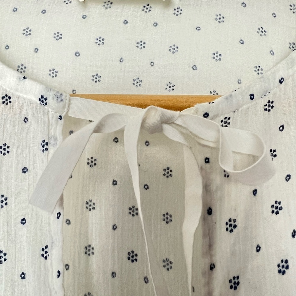 Ulla Johnson Fabienne Peasant Blouse White Blue Foulard Dot Print Quiet Luxury - Picture 5 of 14